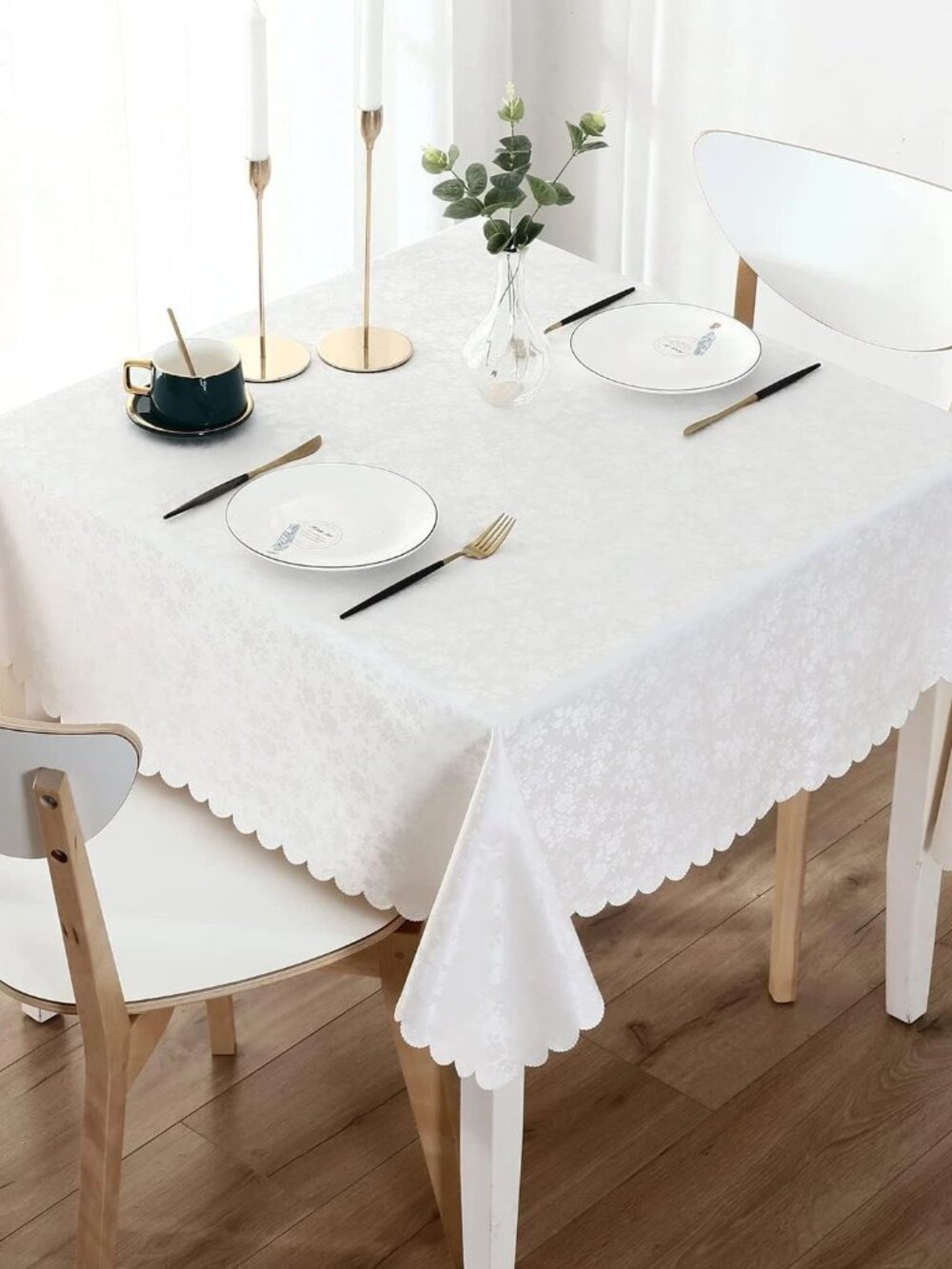 Smiry Square Waterproof Heavy Duty Vinyl Tablecloths, 70 x 70 Inch - WHITE